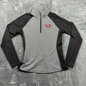 Black San Francisco 49ers Cutter & Buck Stripe Forge Stretch Half Zip Womens S